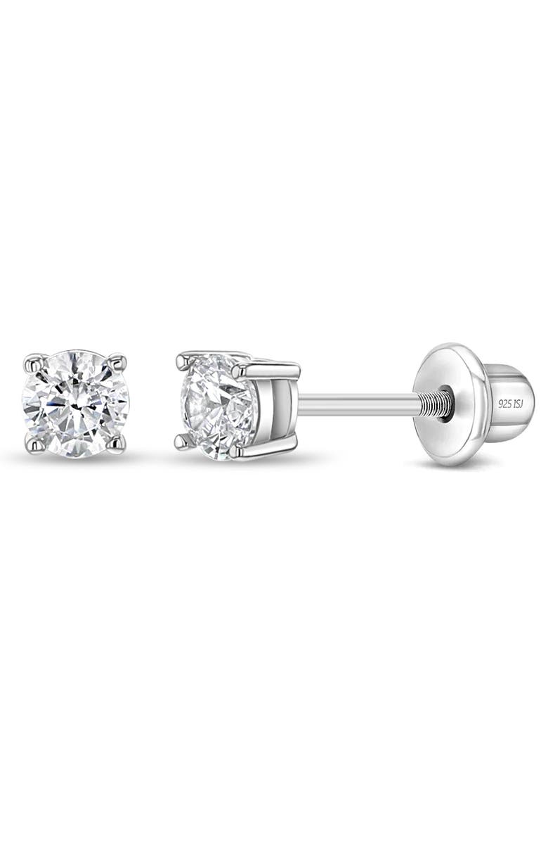 In Season Jewelry Classic Setting Solitaire Earrings, Main, color, Silver