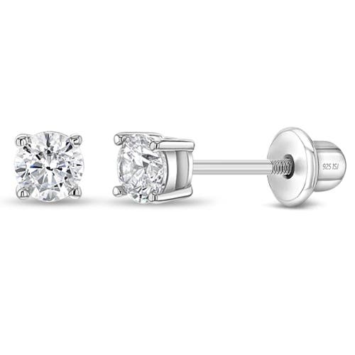 In Season Jewelry Classic Setting Solitaire Earrings in Silver at Nordstrom, Size Small