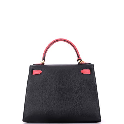Pre-owned Hermes Hermes Kelly Handbag Bicolor Chevre Mysore With Brushed Gold Hardware 28
