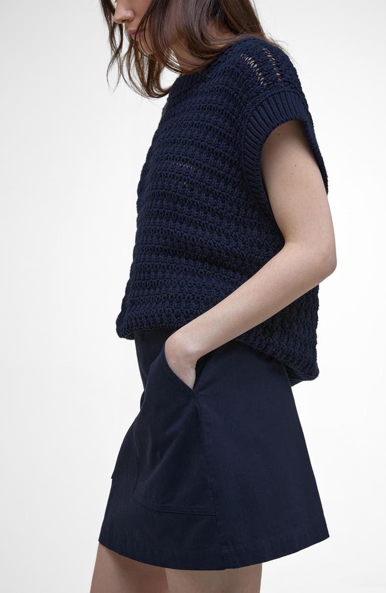 Barbour Cary Cotton Twill Miniskirt, Alternate, color, Navy