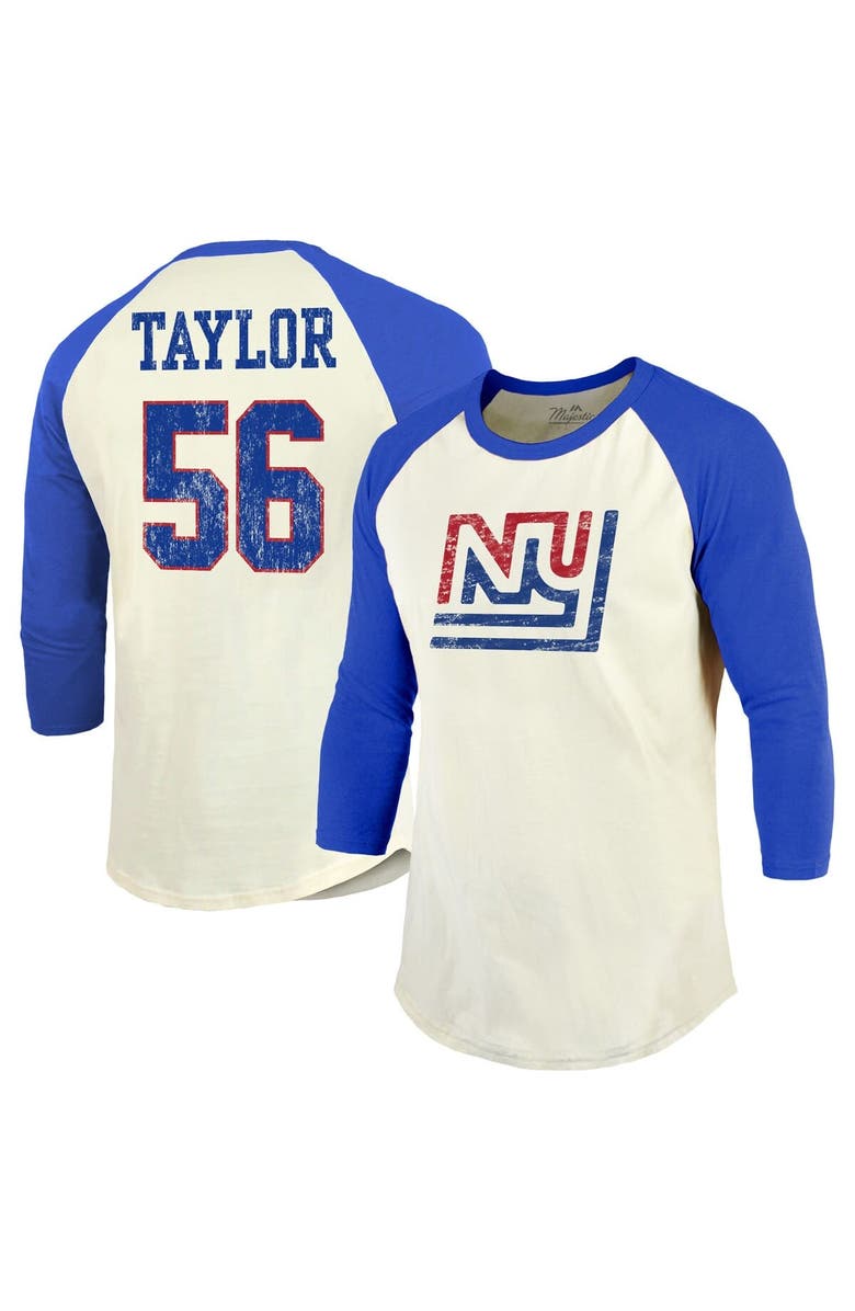 Majestic Threads Men's Majestic Threads Lawrence Taylor Cream/Red New York Giants Retired Player Name & Number 3/4 Raglan Sleeve T-Shirt, Alternate, color, Cream