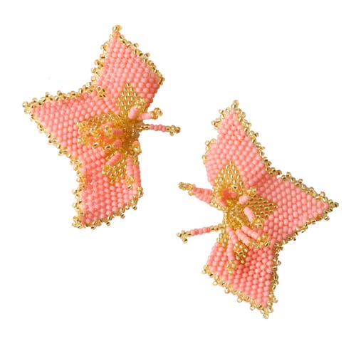 Fosterie Flower Carnation Embera Earrings In Pink