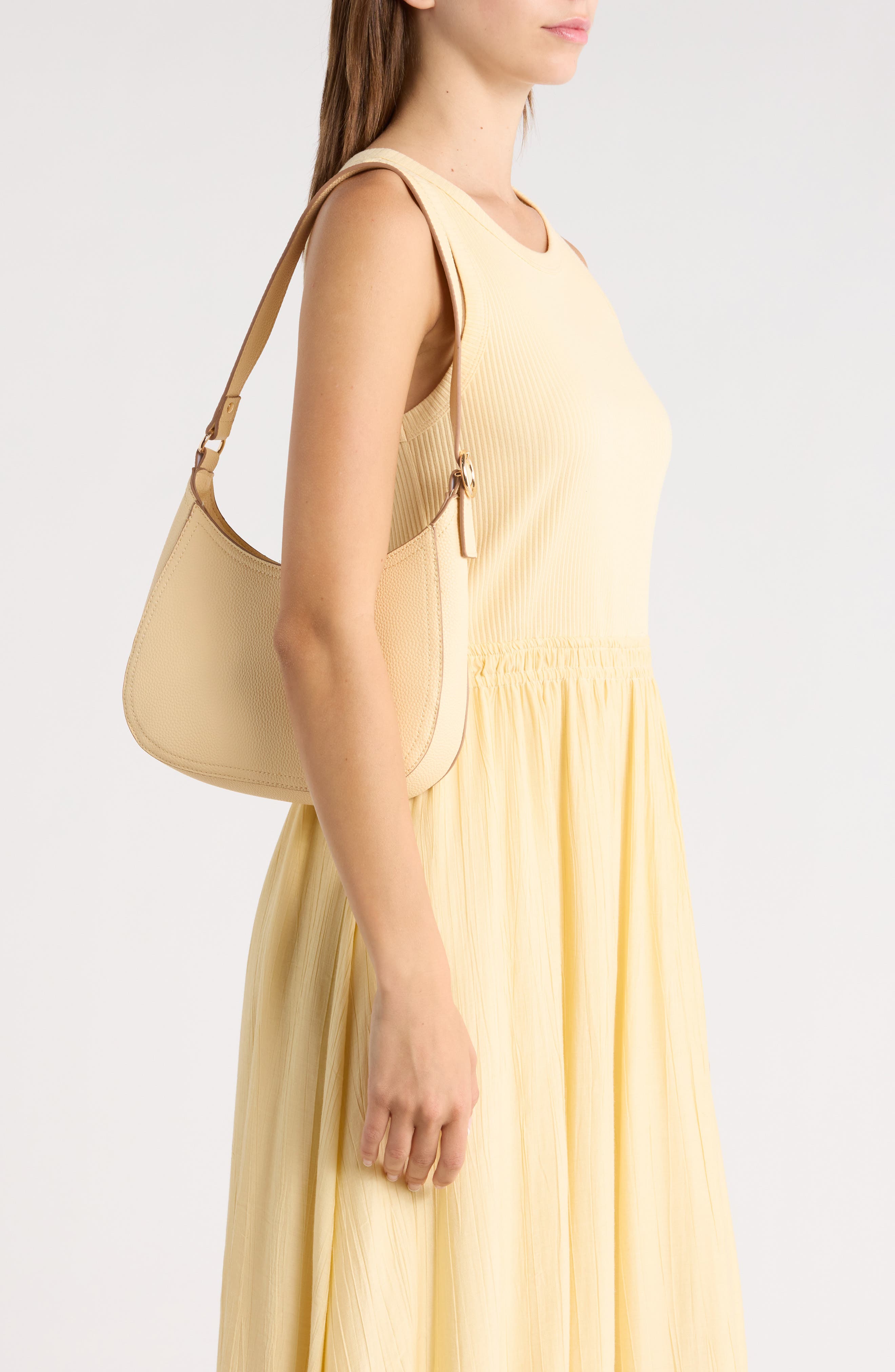 Nanette Lepore Crescent Faux Leather Shoulder Bag, Alternate, color, Panna Cotta