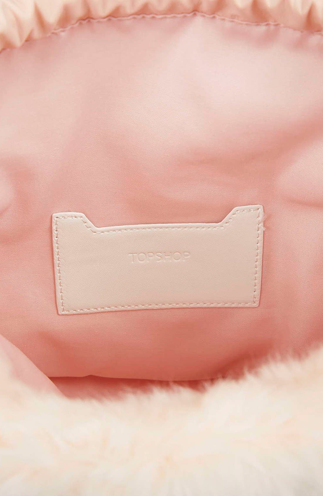Faux Fur Drawstring Backpack, Alternate, color, PINK