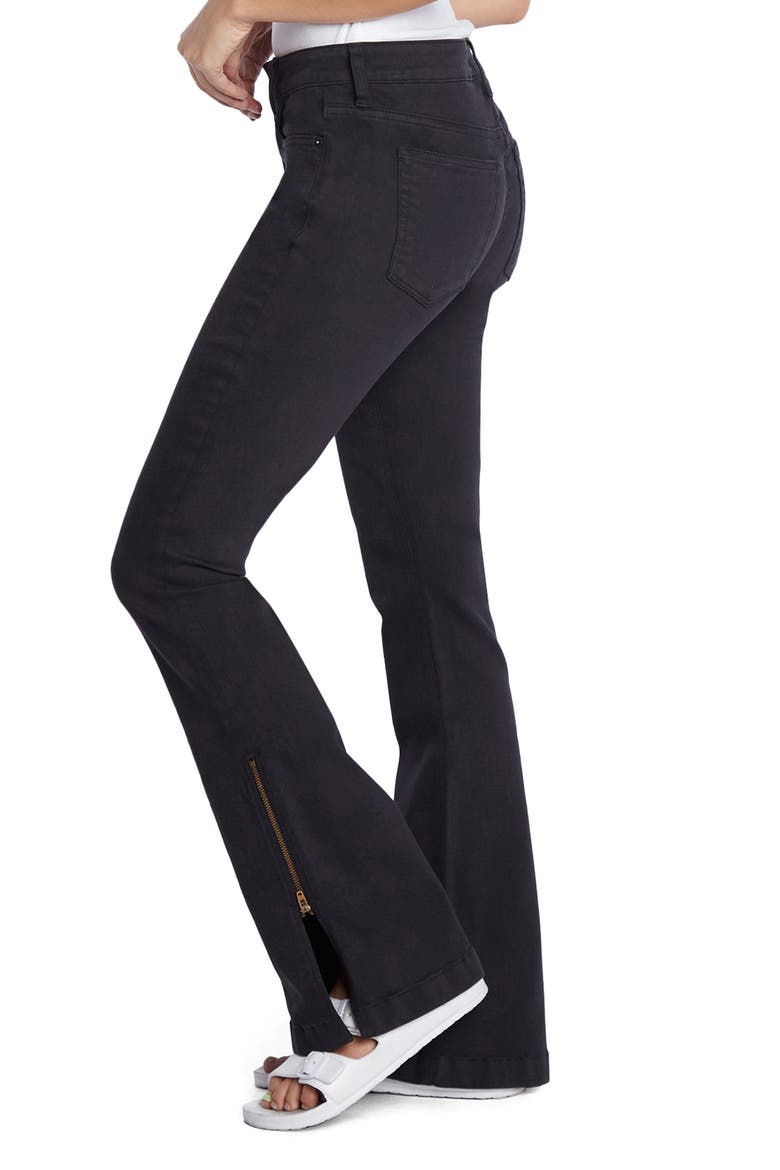 Zip Hem Classic Flare Leg Jeans, Alternate, color, VINTAGE BLACK