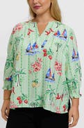 Foxcroft Alicia Resort Stripe Popover Top