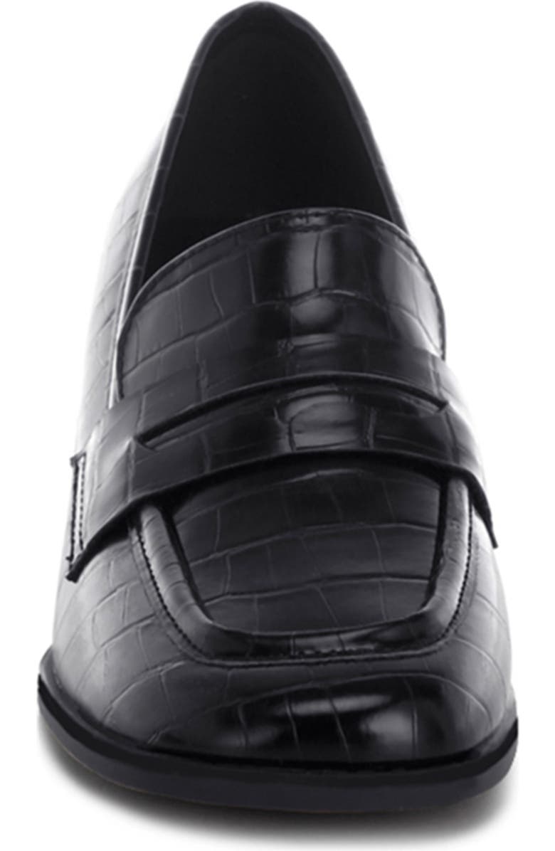 LONDON RAG Pitaka Penny Strap Croc Embossed Flared Block Heel Loafer, Alternate, color,