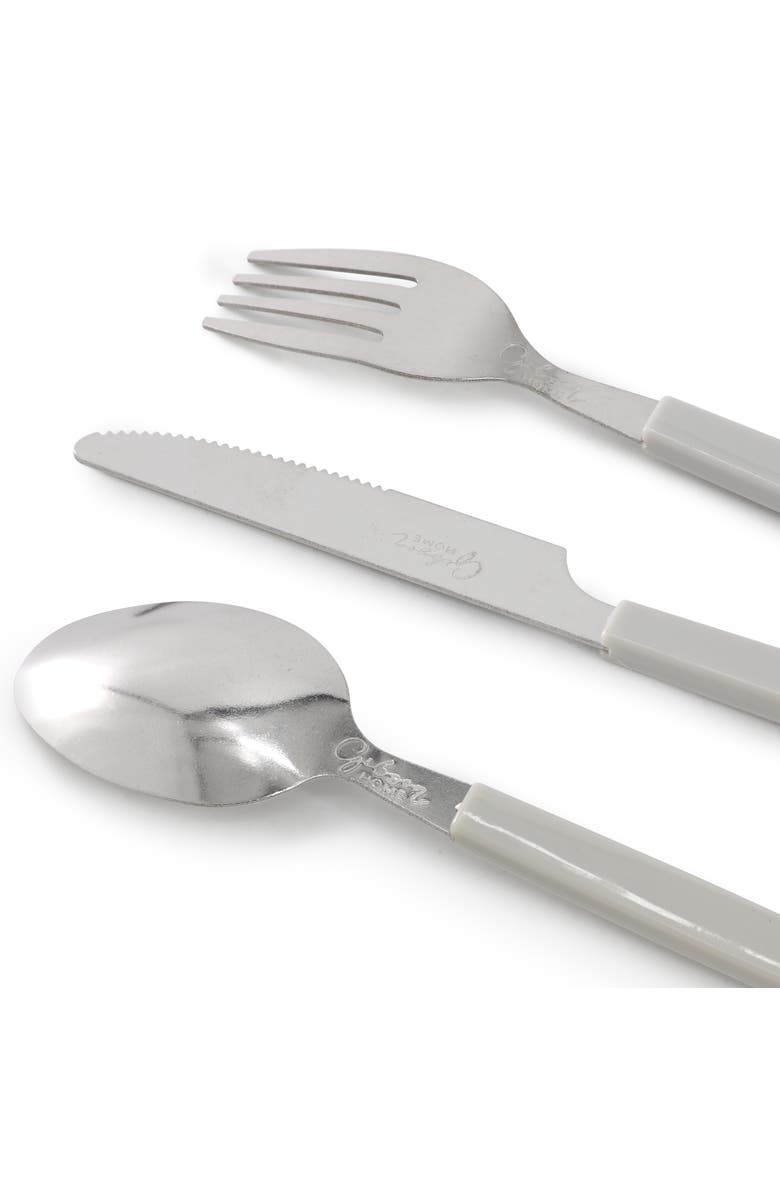 Gibson Home Edzelle 48 Piece Stainless Steel Flatware Set with Plastic Tray, Alternate, color, White