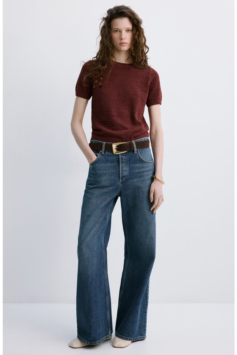 Short Sleeve Sweater, Alternate, color, BURNT ORANGE