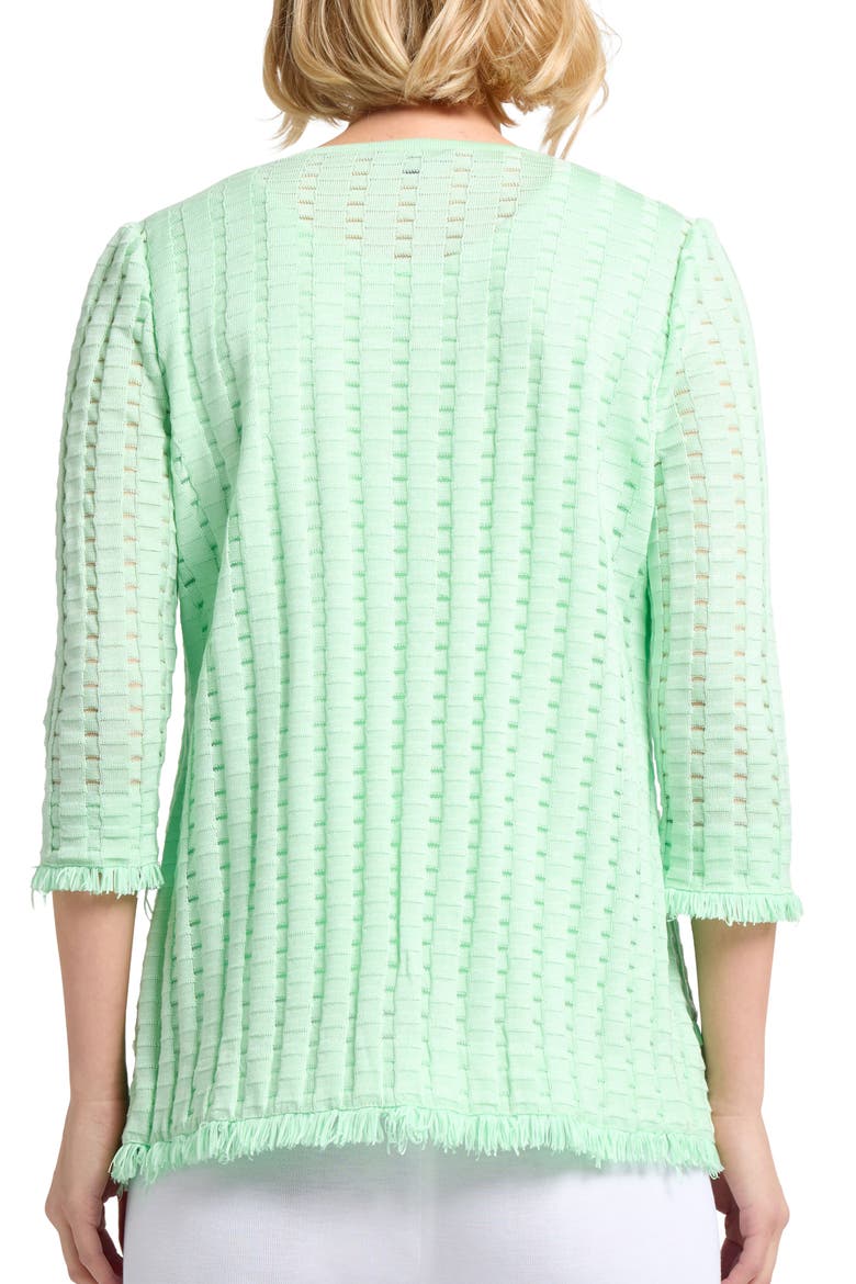 Heritage Fringe Trim Tonal Burnout Knit Jacket, Alternate, color, PARADISE GREEN