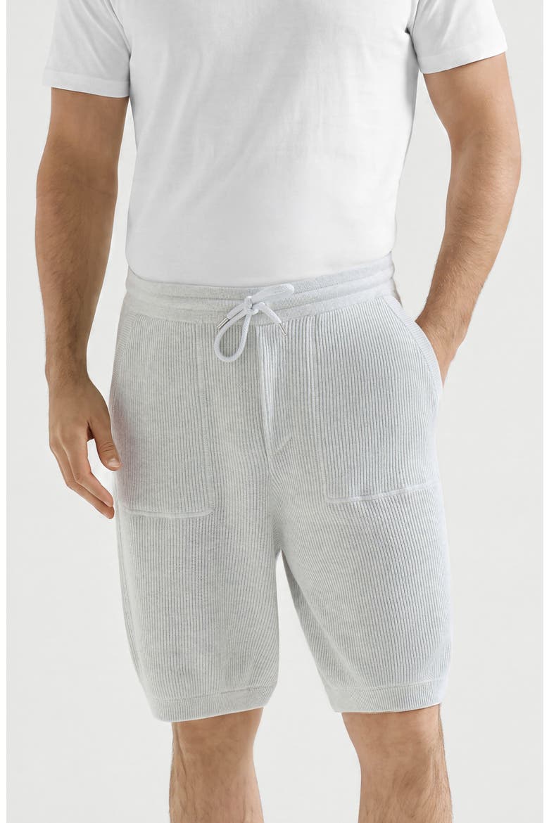 Cotton English rib knit Bermuda shorts, Main, color, Fog