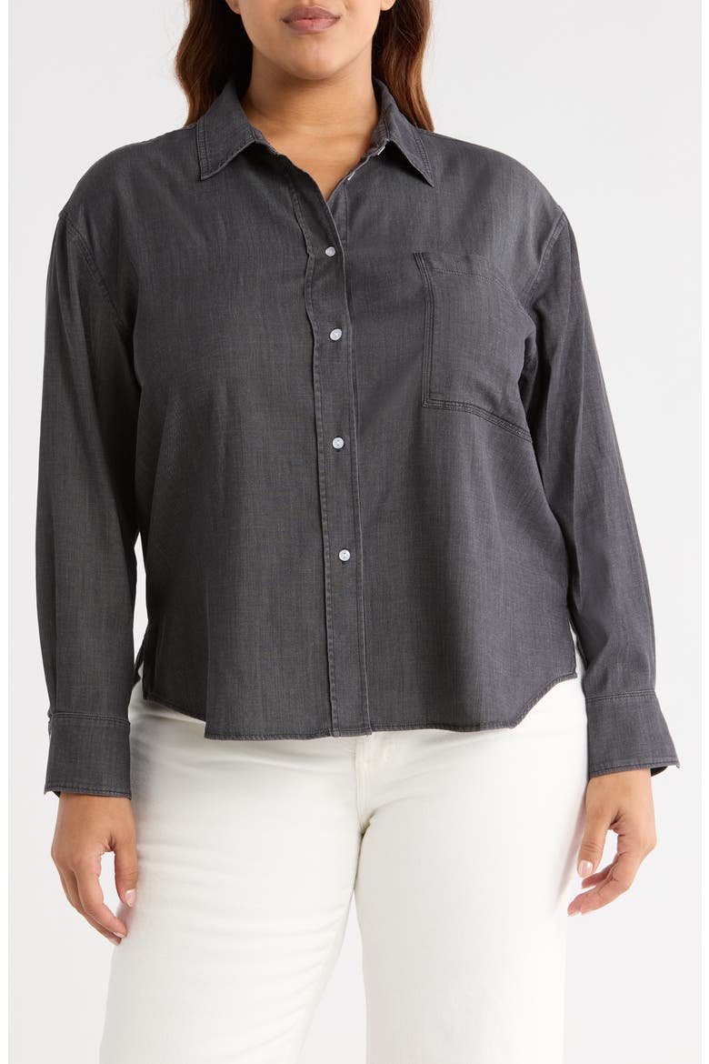Lunette St Chambray Button-Up Shirt, Main, color, WASHED BLACK