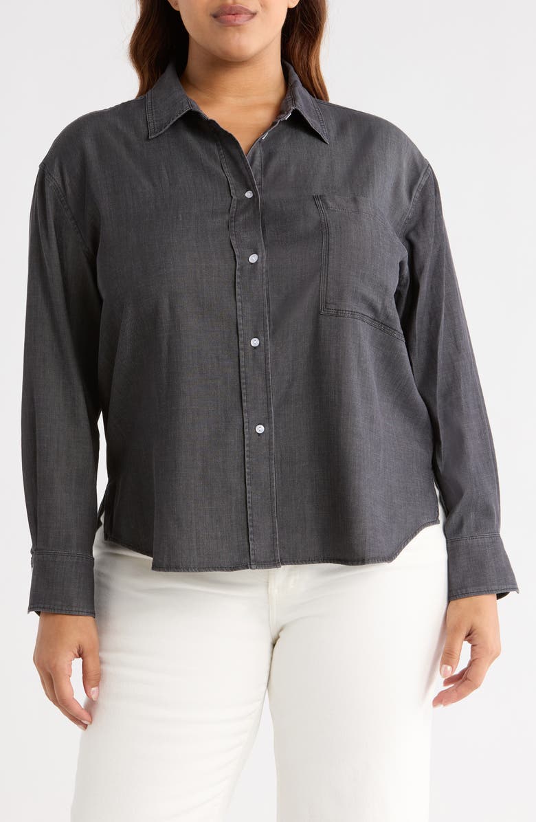 Lysse Lunette St Chambray Button-Up Shirt, Main, color, Washed Black