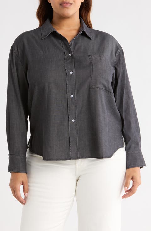 Lunette St Chambray Button-Up Shirt (Plus)