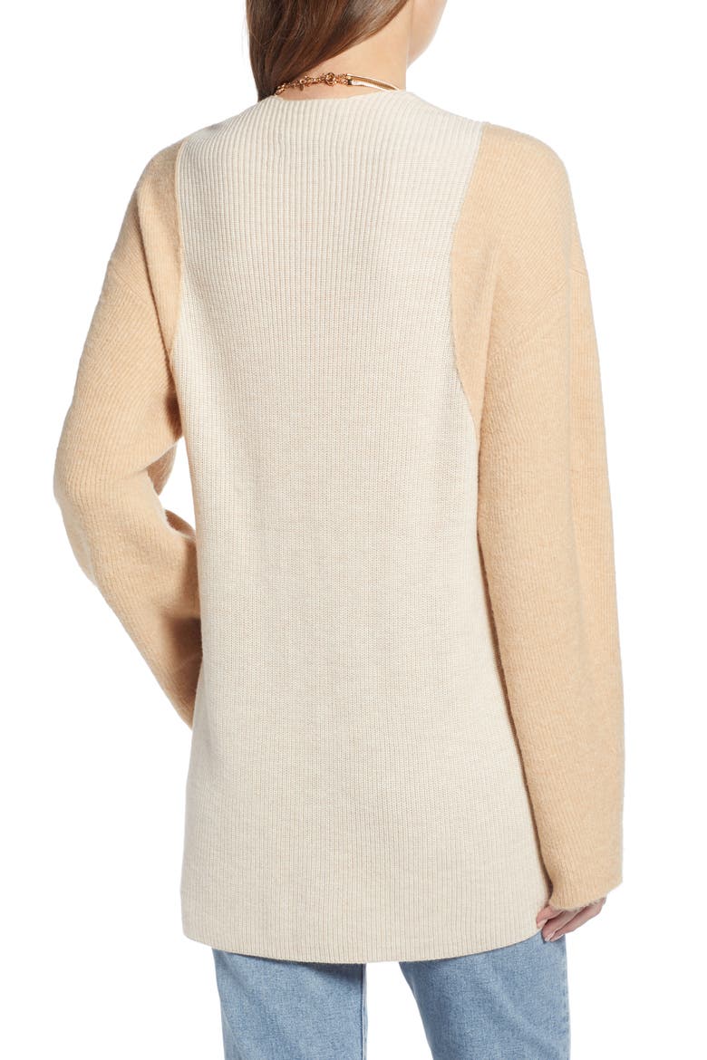 Blocked Cardigan (Nordstrom Exclusive), Alternate, color, BEIGE WHISPER COMBO