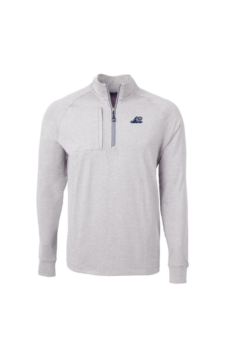 Cutter & Buck Men's Cutter & Buck  Heather Gray West Michigan Whitecaps Adapt Eco Knit Heather Big & Tall Quarter-Zip Pullover Top, Alternate, color, 