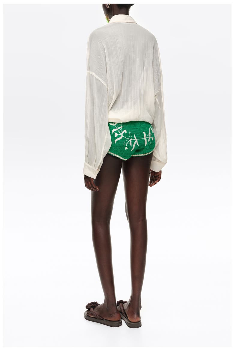 Embroidered Knit Shorts, Alternate, color, GREEN
