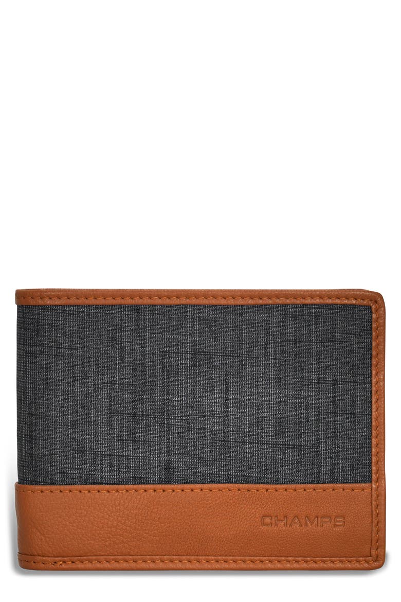 Denim Top Wing Bifold Wallet, Main, color, TAN/BLACK