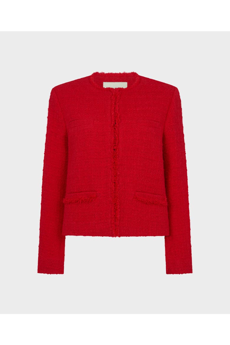 Pauline Cropped Wool Blend Boucle Jacket, Main, color, Poppy Red