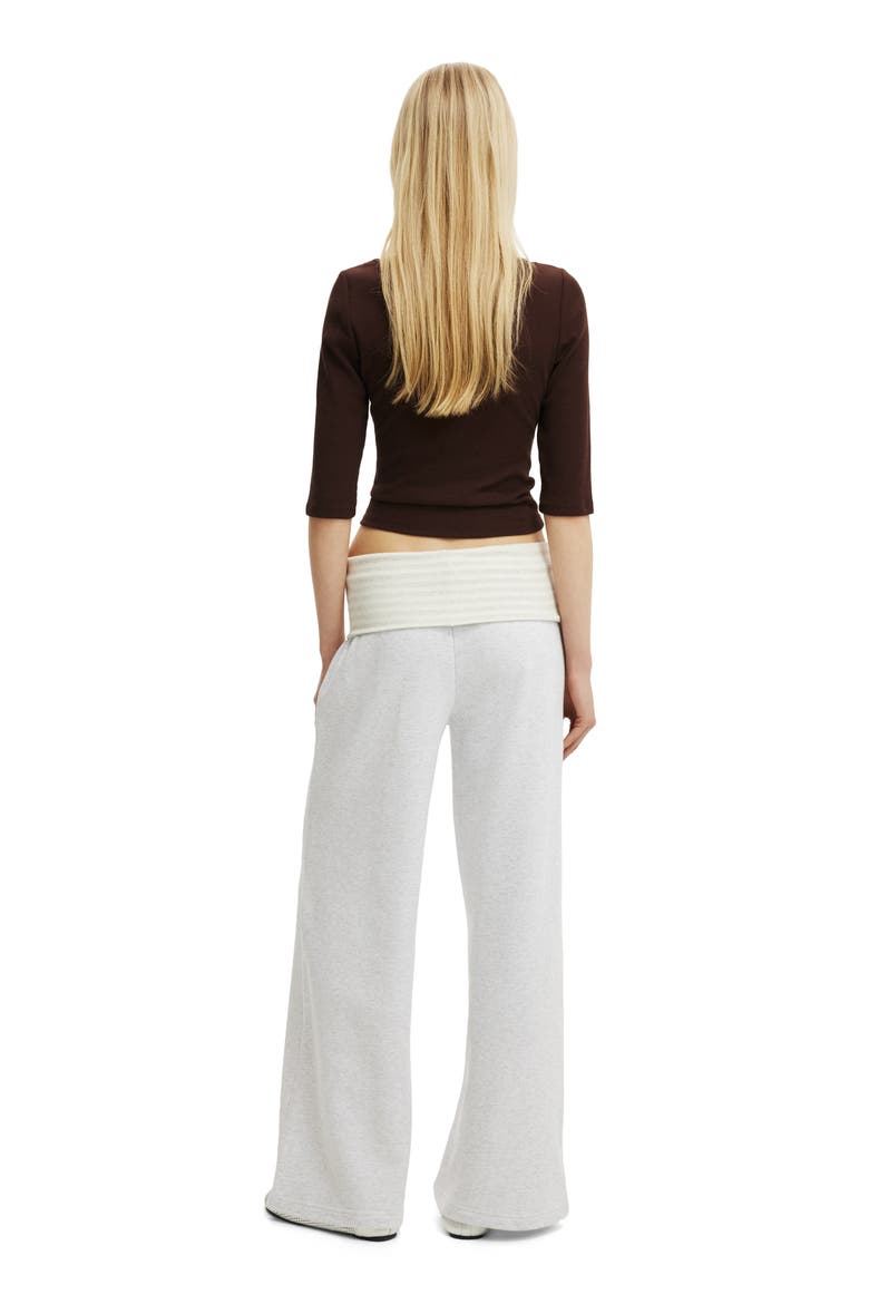 Women's Fold Over Waistband Sweatpant, Alternate, color, Light Grey Marle Stripe