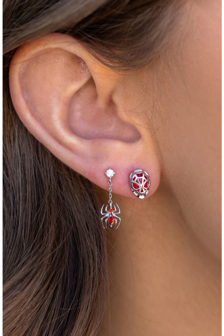 Marvels Spiderman Mismatched Stud Earrings, Alternate, color, SILVER