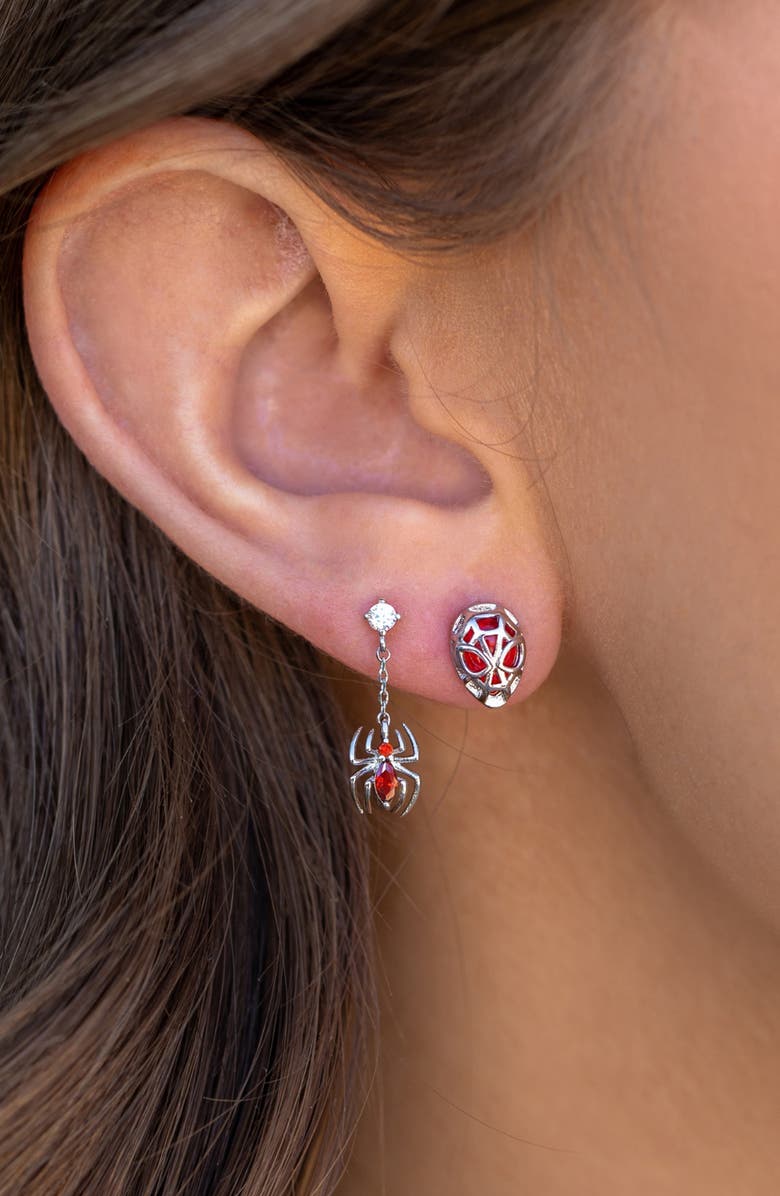 Girls Crew Marvels Spiderman Mismatched Stud Earrings, Alternate, color, Silver