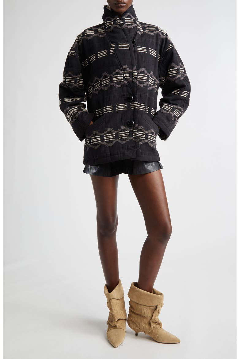 Qayla Stripe Coat with Faux Fur Trim, Alternate, color, FADED BLACK