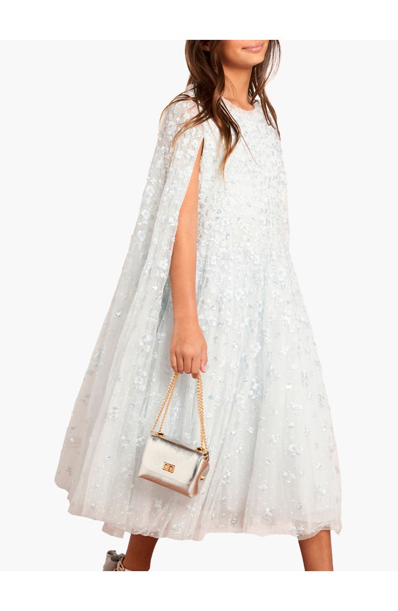 Needle & Thread Dahlia Clover Cape Kids Dress, Main, color, Ice Blue