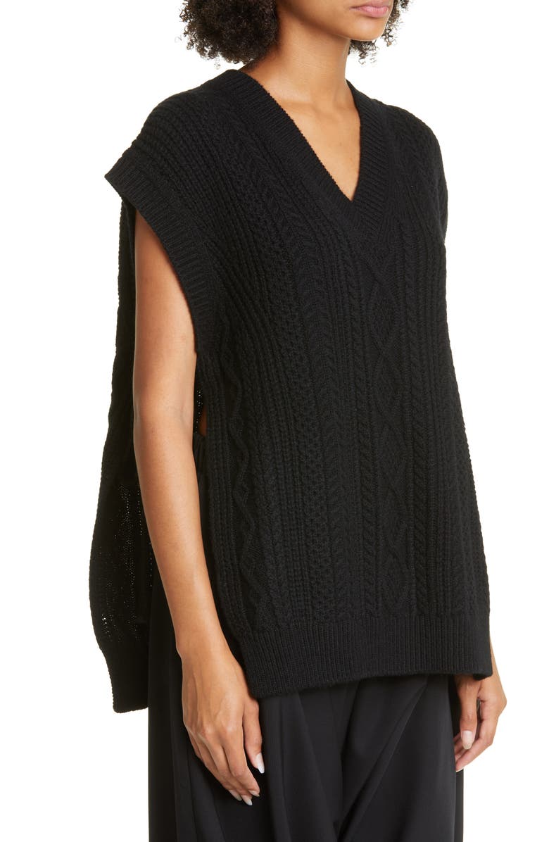 Tao Comme des Garçons Women's Aran Side Ties Shetland Wool Sweater Vest, Alternate, color,