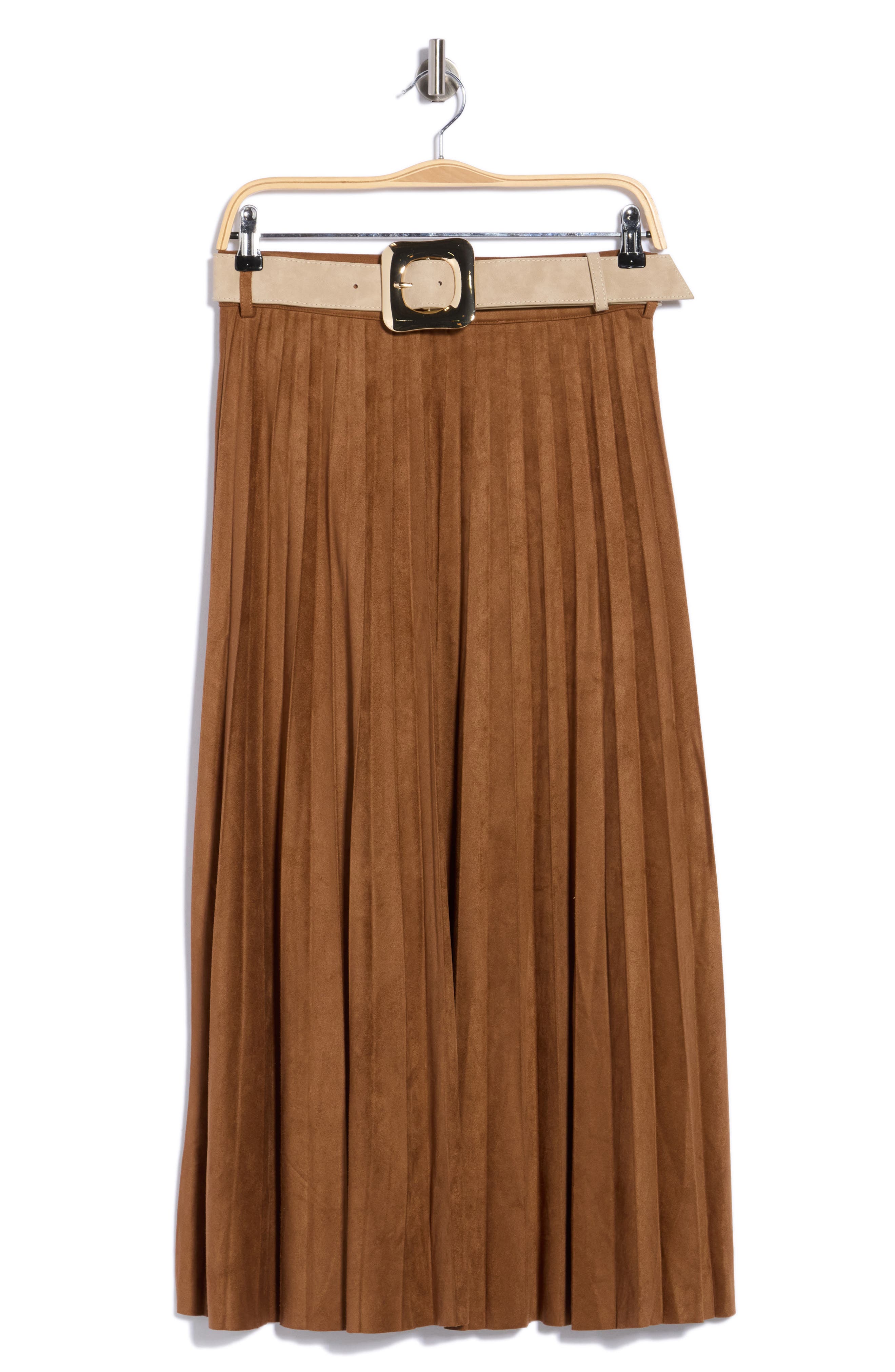Pleated Faux Suede Skirt