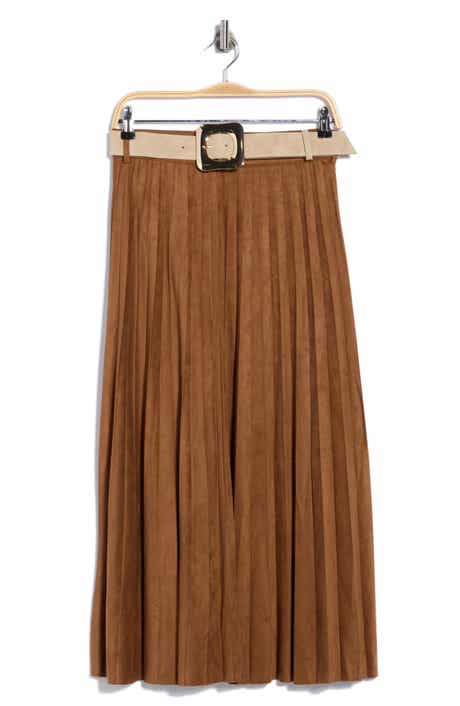 Pleated Faux Suede Skirt