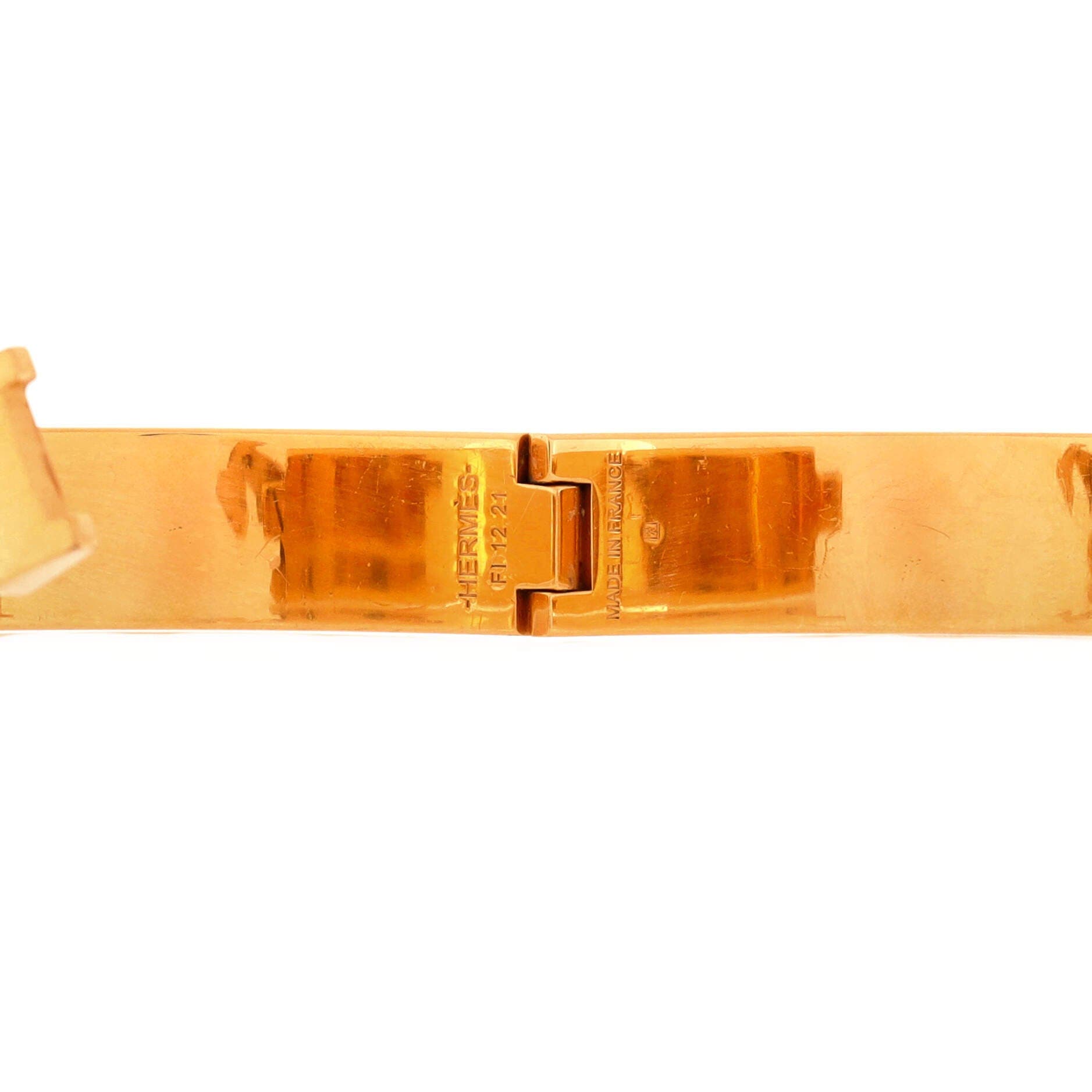 Pre-Owned Hermes Clic H Bracelet Enamel Narrow, Alternate, color, Orange