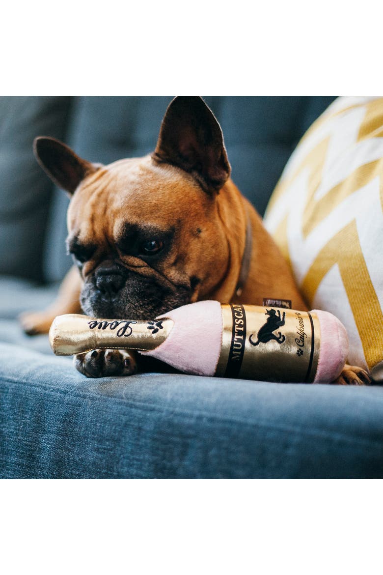 Puppy Love Barking Bubbly Plush Dog Toy, Muttscato Champagne Bottle, Alternate, color, Multicolored