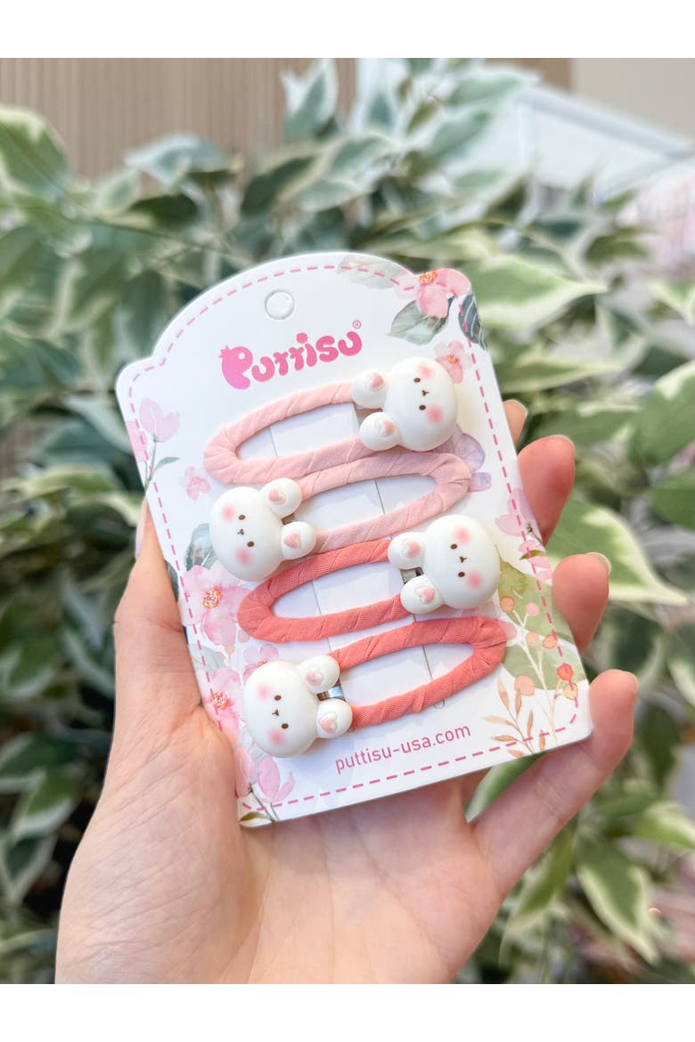 Bunny Hug Hair Clip Set of 7 Baby, Alternate, color, Baby Pink & Coral