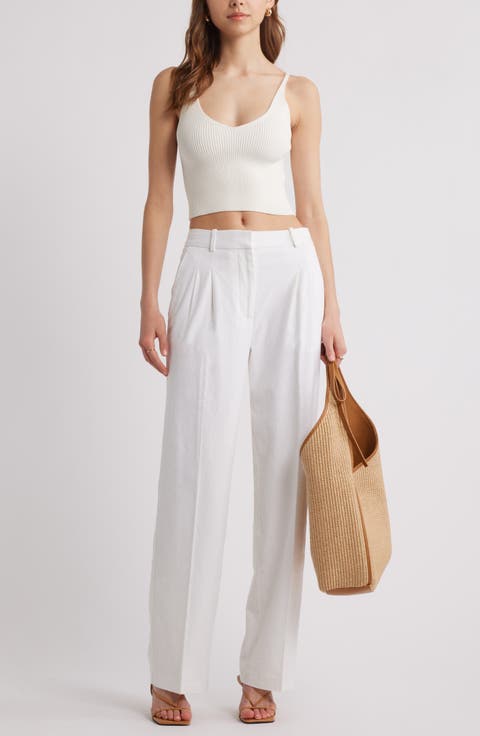 Women's White High-Waisted Pants & Leggings