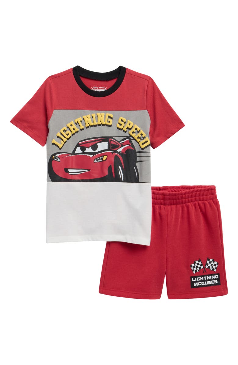 Happy Threads Kids' Cars T-Shirt & Shorts Set, Main, color, Red Multi