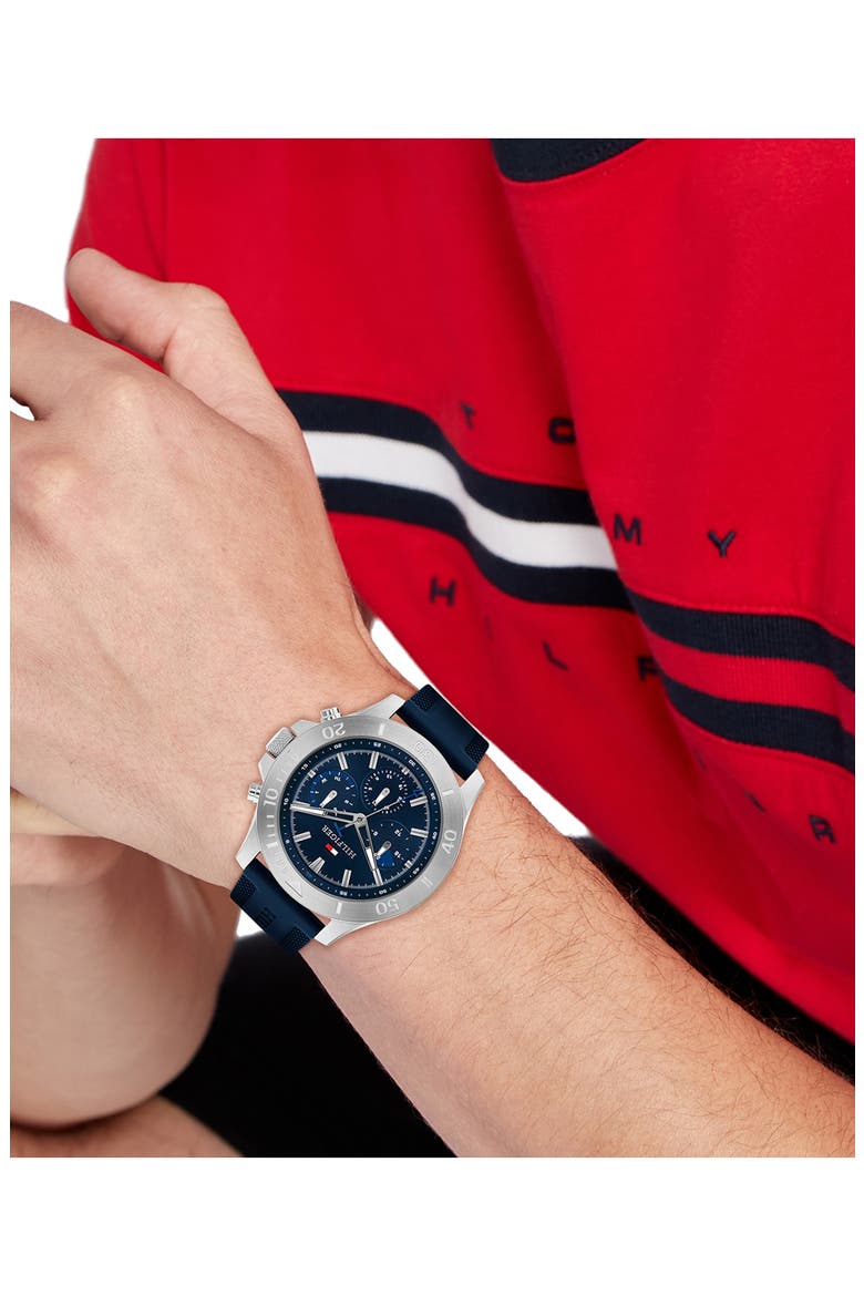 Bryan Multi-function Silicone Strap Watch, Alternate, color, BLUE