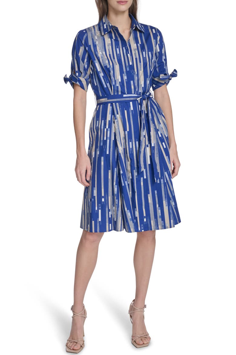 Short Sleeve Cotton Shirtdress, Main, color, ULTRAMARINE MULTI