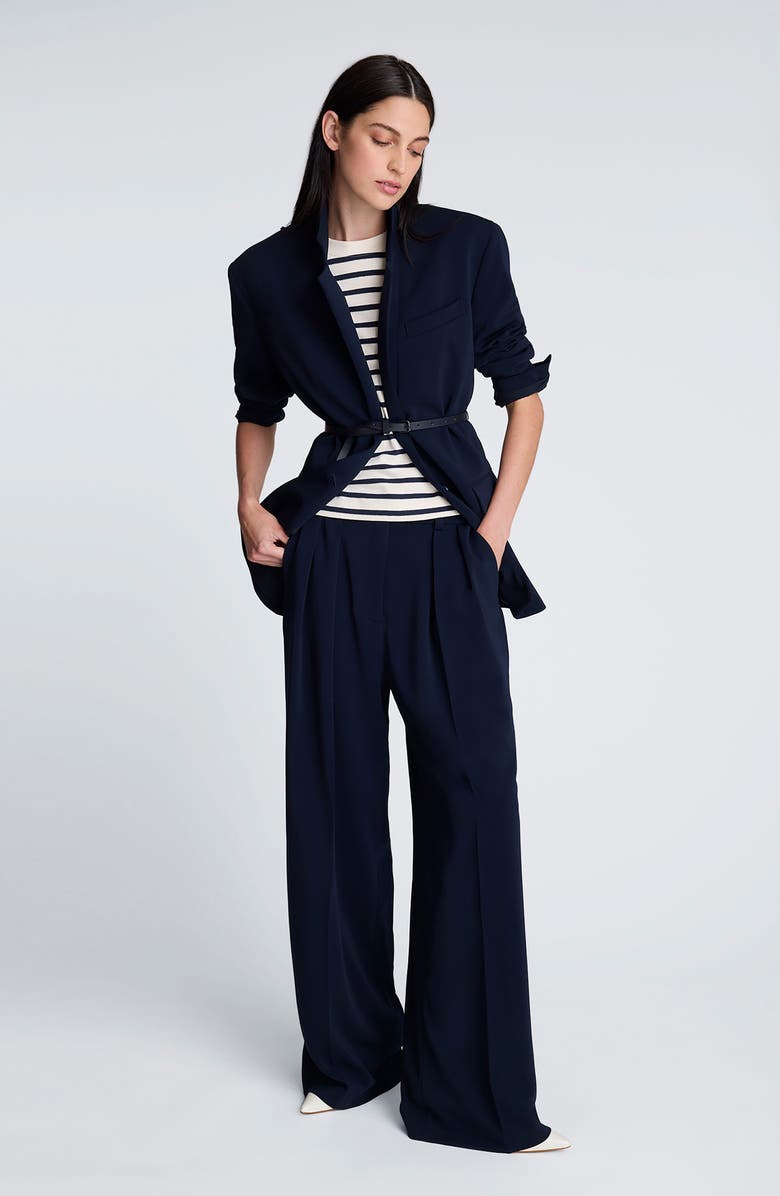 Kenneth Cole Luxe Twill Belted Blazer, Alternate, color,