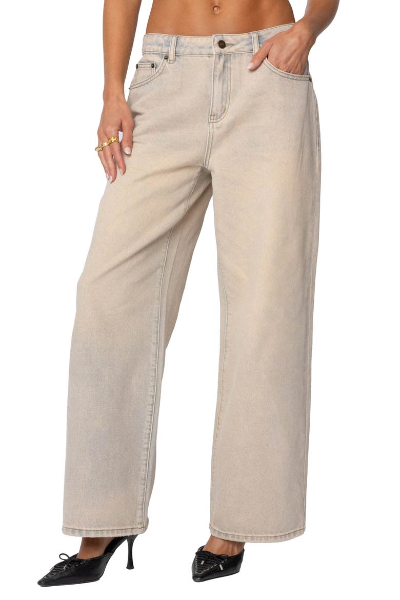 Dusty Low Rise Wide Leg Jeans, Main, color, BEIGE