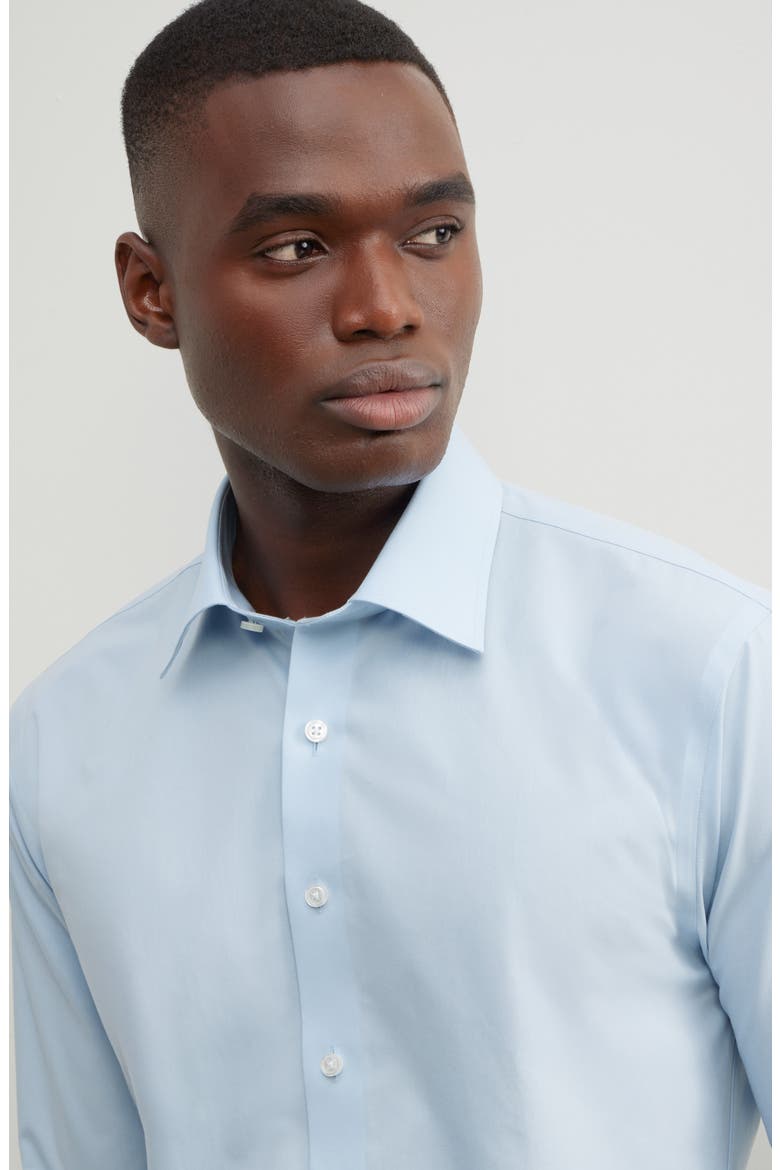 Non-Iron Trim Fit Solid Cotton Dress Shirt, Alternate, color, BLUE SKYWAY