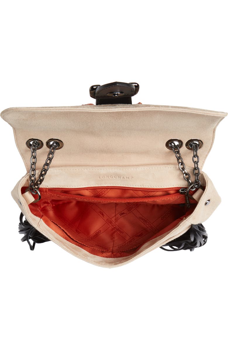 Longchamp Amazone Colorblock Fringe Shoulder Bag, Alternate, color, Rose