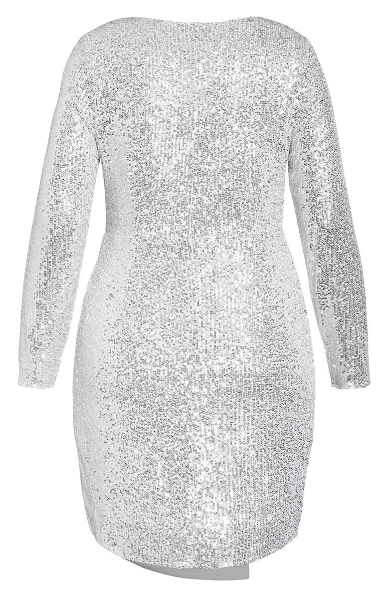 City Chic Razzle Sequin Long Sleeve Dress, Alternate, color, 