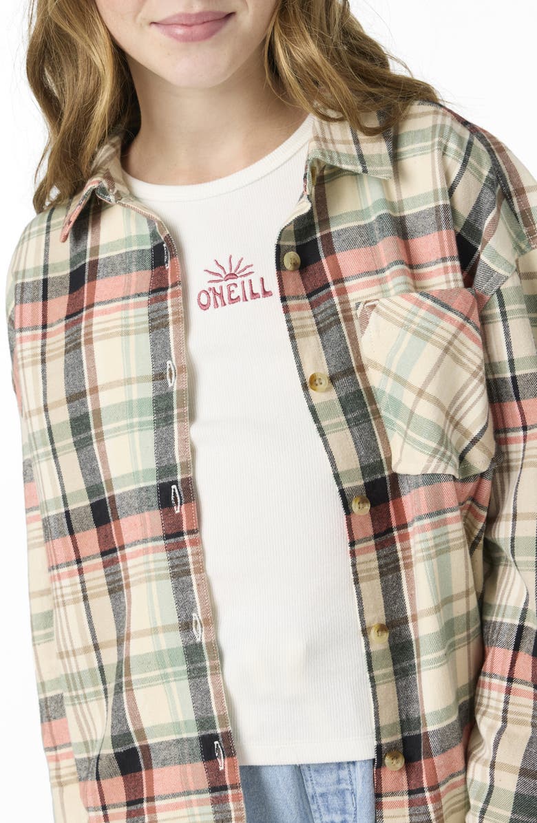 O'Neill Kids' Leslye Cotton Flannel Button-Up Shirt, Alternate, color, Tapioca
