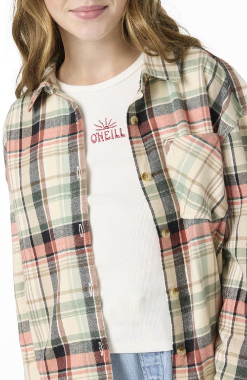 O'neill Kids' Leslye Cotton Flannel Button-up Shirt In Brown