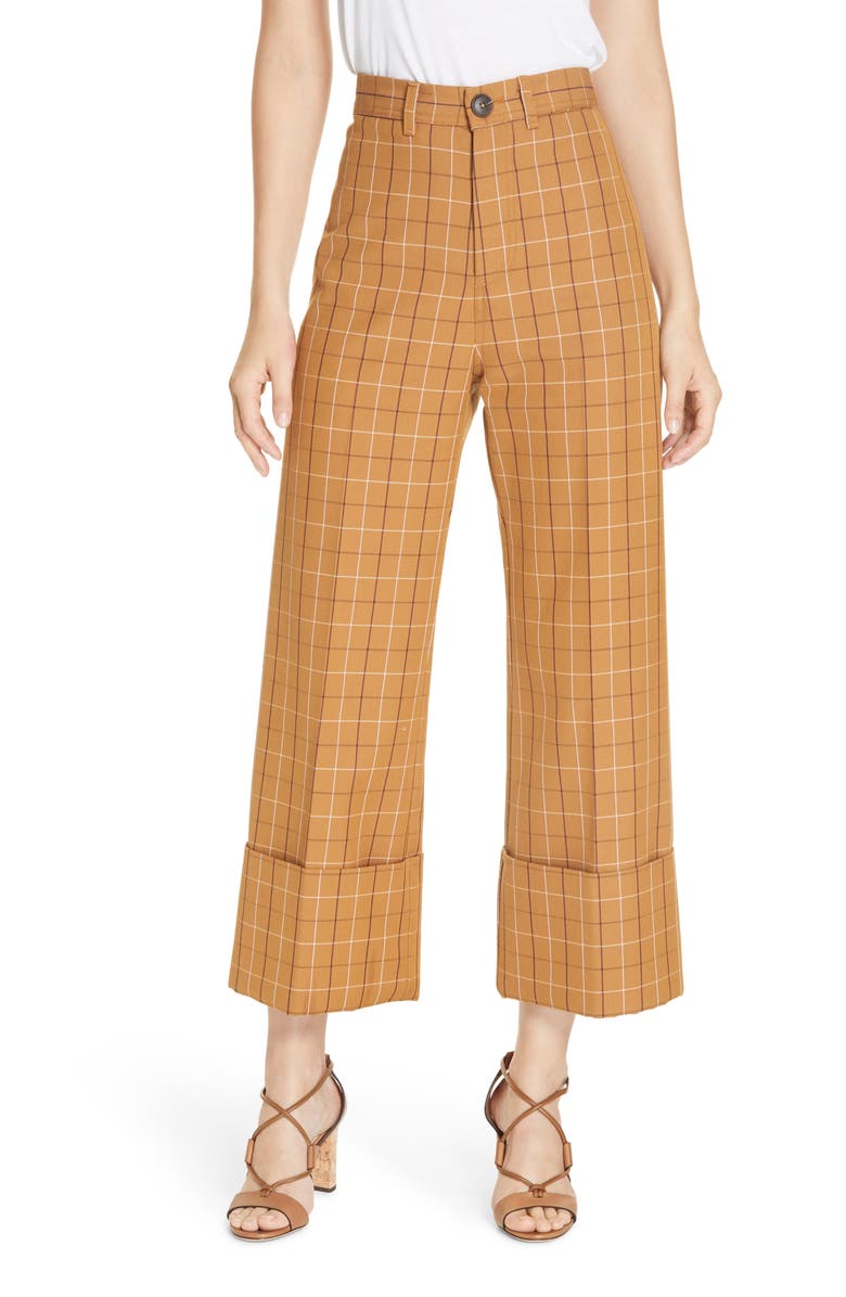 Sea Poirot Plaid Cuff Pants, Main, color, 