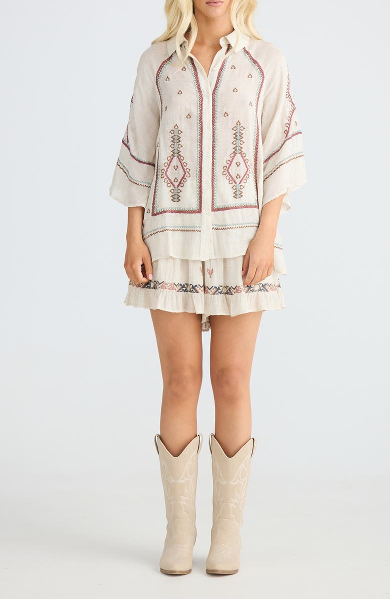 Talisman the Label Ithika Embroidered Shirt, Alternate, color, Light Natural