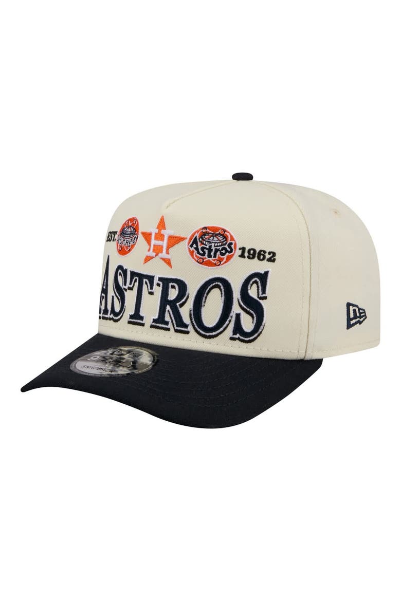 Men's New Era Cream Houston Astros Throwback Tri-Hit A-Frame 9FIFTY Adjustable Hat, Main, color, Cream