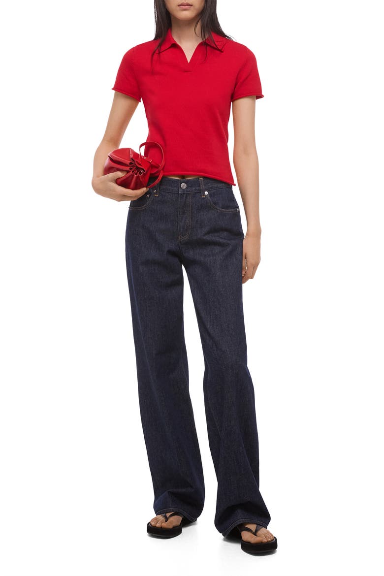 Shrunken Knit Polo, Alternate, color, RED