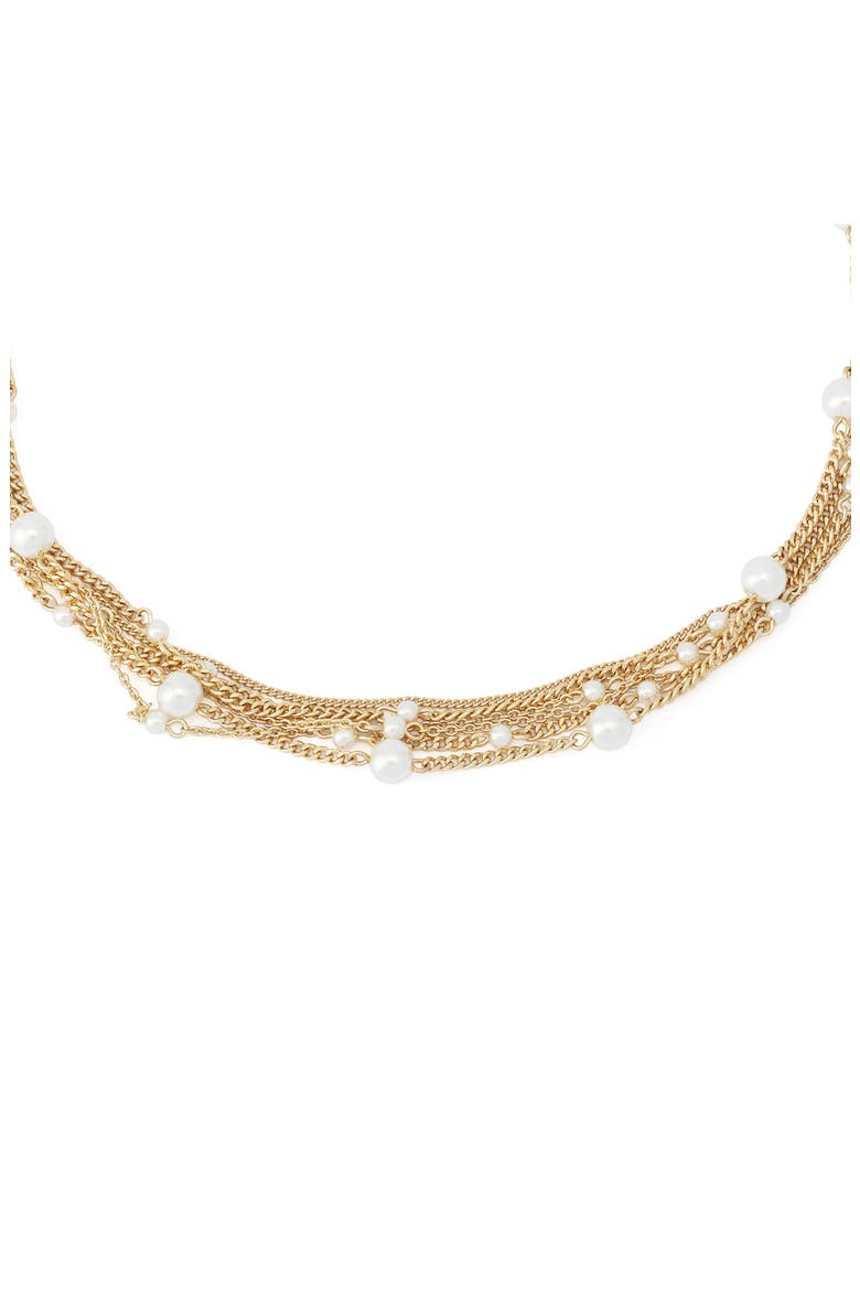 Faux Pearl Layered Necklace, Alternate, color, PEARL/ VINTAGE GOLD